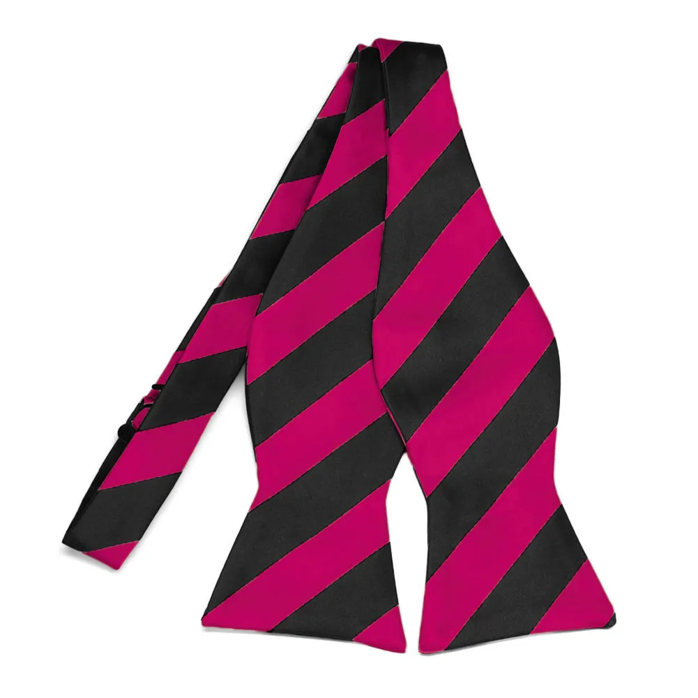 Fuchsia and Black Striped Self-Tie Bow Tie sold by TieMart