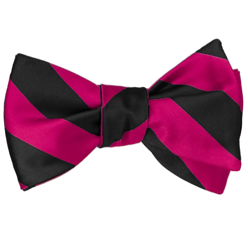 Fuchsia and Black Striped Self-Tie Bow Tie sold by TieMart product image thumbnail 2