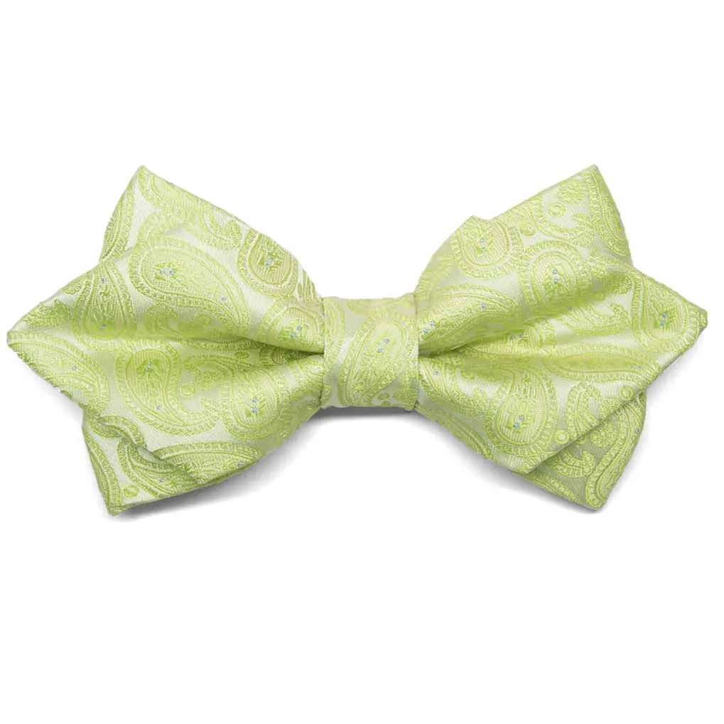 Apple Green Darlene Paisley Diamond Tip Bow Tie sold by TieMart