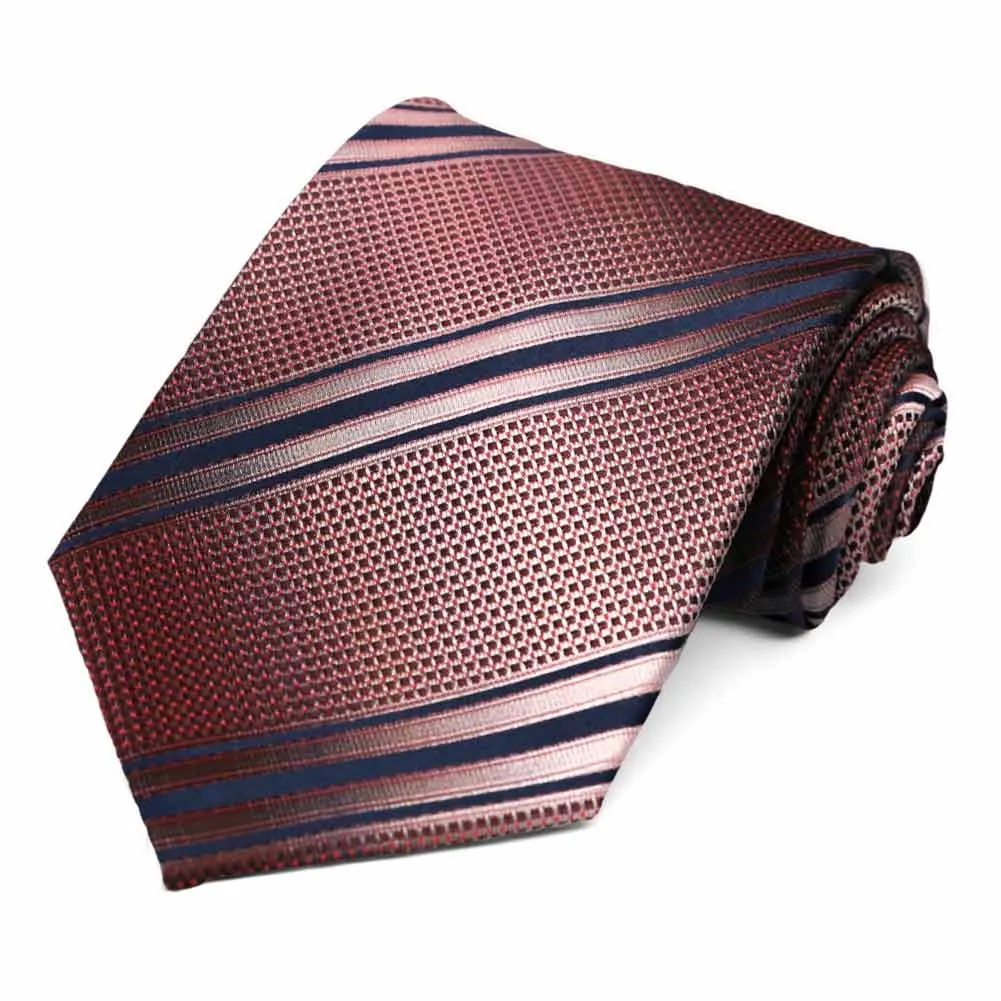Navy Blue Shelbyville Striped Necktie sold by TieMart