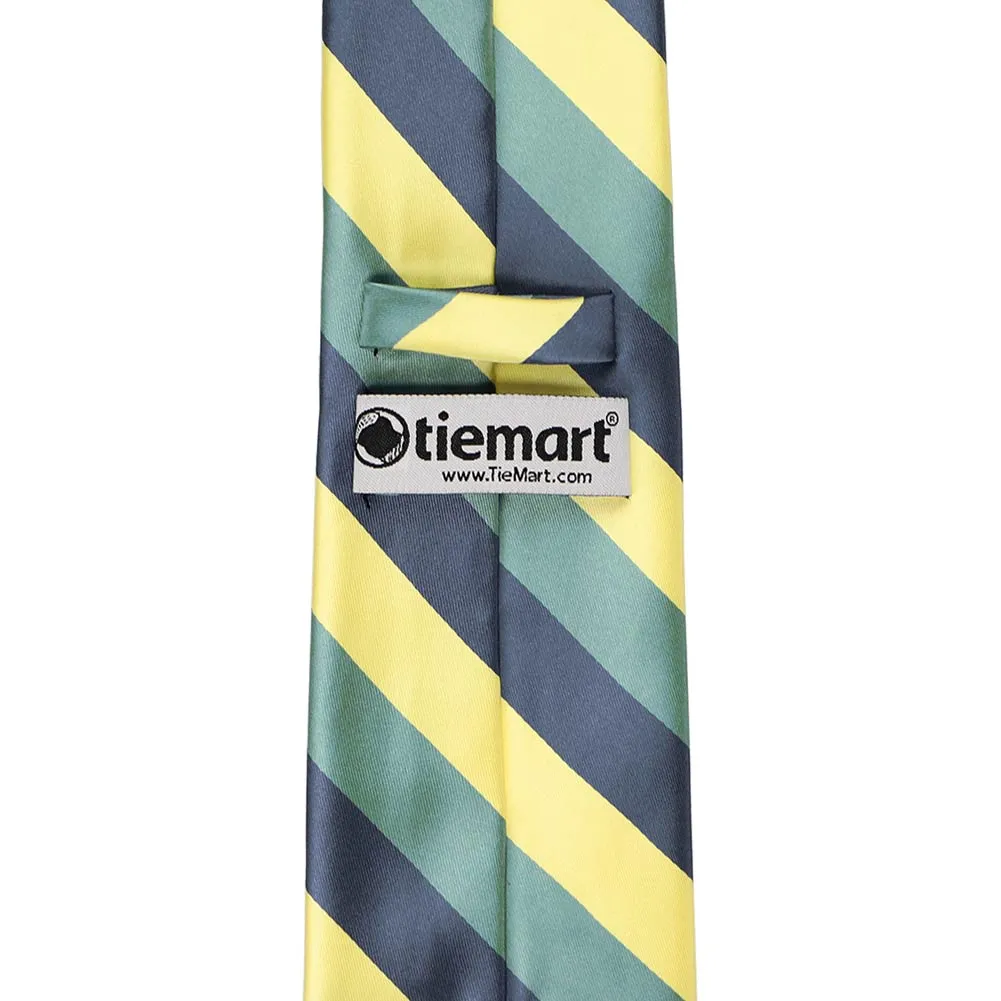 Dusty Blue, Light Yellow and Eucalyptus Striped Tie sold by TieMart product image thumbnail 4