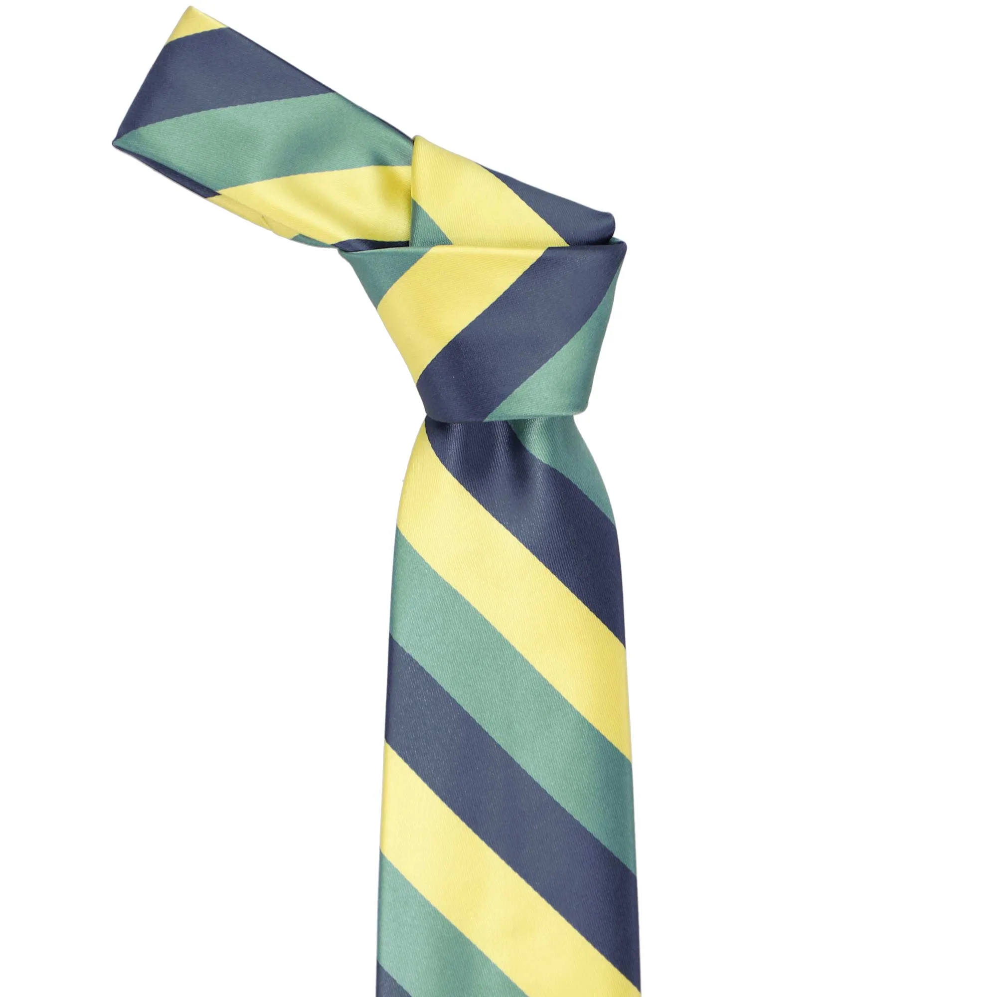Dusty Blue, Light Yellow and Eucalyptus Striped Tie sold by TieMart product image thumbnail 2