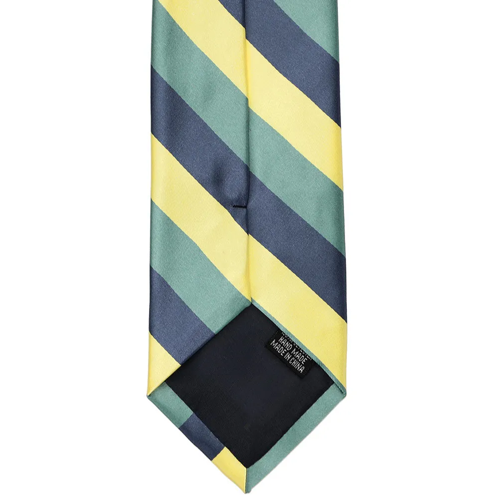 Dusty Blue, Light Yellow and Eucalyptus Striped Tie sold by TieMart product image thumbnail 5