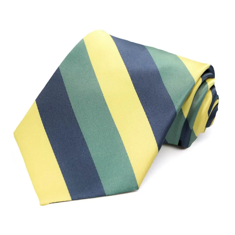 Dusty Blue, Light Yellow and Eucalyptus Striped Tie sold by TieMart