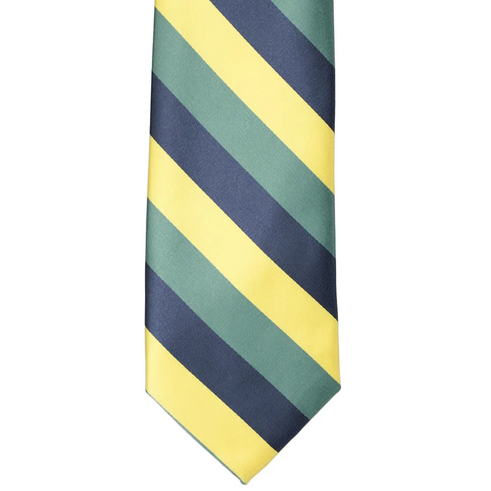 Dusty Blue, Light Yellow and Eucalyptus Striped Tie sold by TieMart product image thumbnail 3