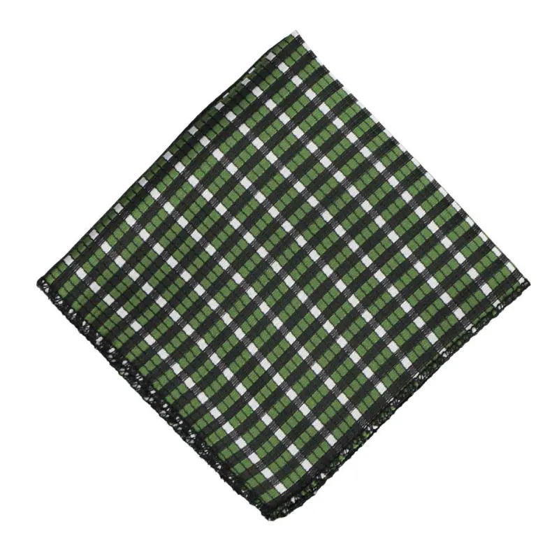 Dark Green George Plaid Pocket Square sold by TieMart