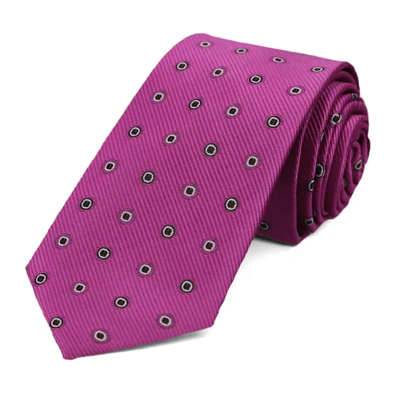 Dark Orchid Willoughby Dotted Slim Necktie sold by TieMart
