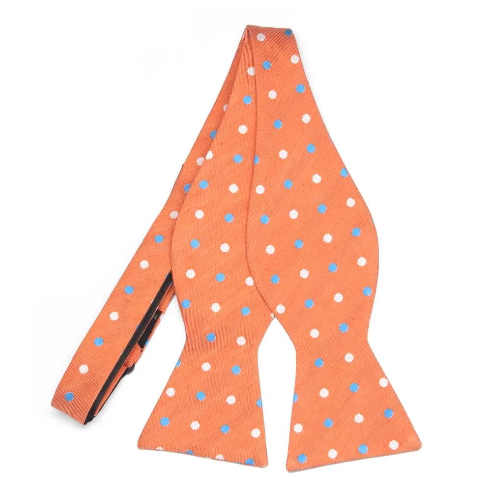 Orange Jester Dot Linen/Silk Self-Tie Bow Tie sold by TieMart