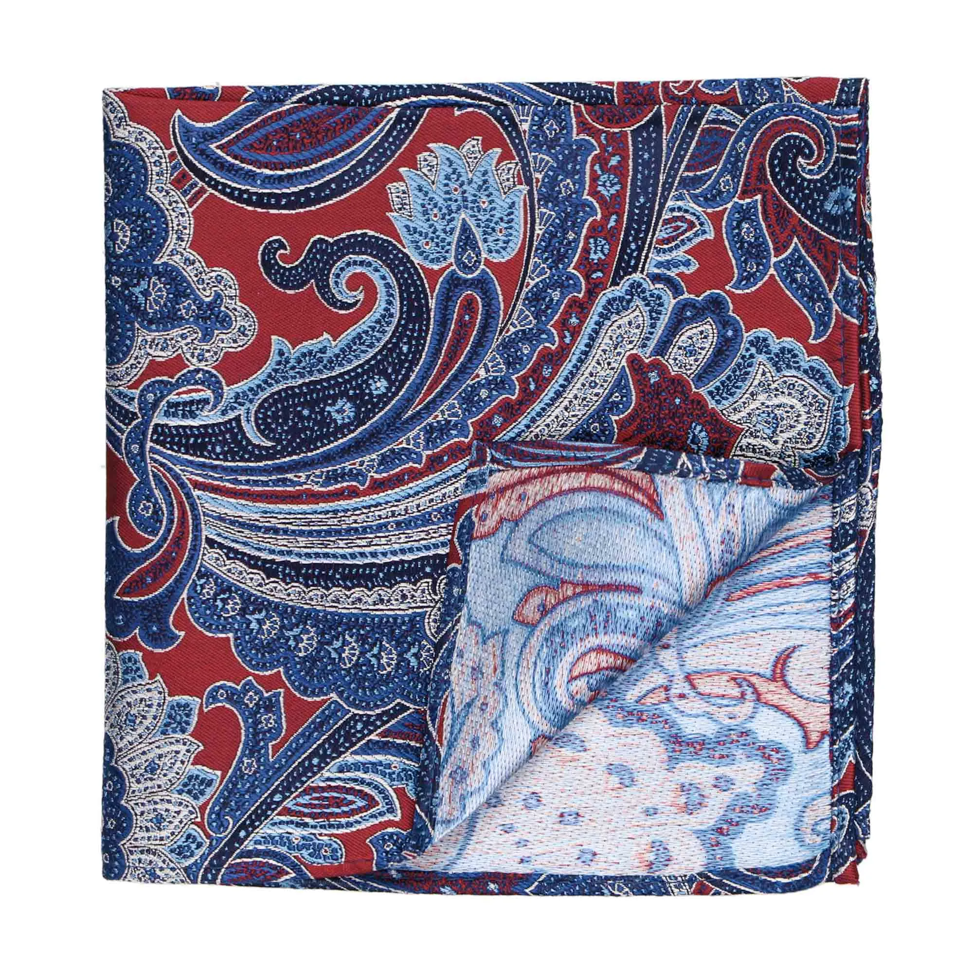 Crimson Red Sergeant Paisley Silk Pocket Square sold by TieMart product image thumbnail 2