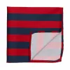 Red and Navy Blue Striped Pocket Square sold by TieMart