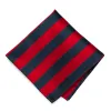 Red and Navy Blue Striped Pocket Square sold by TieMart