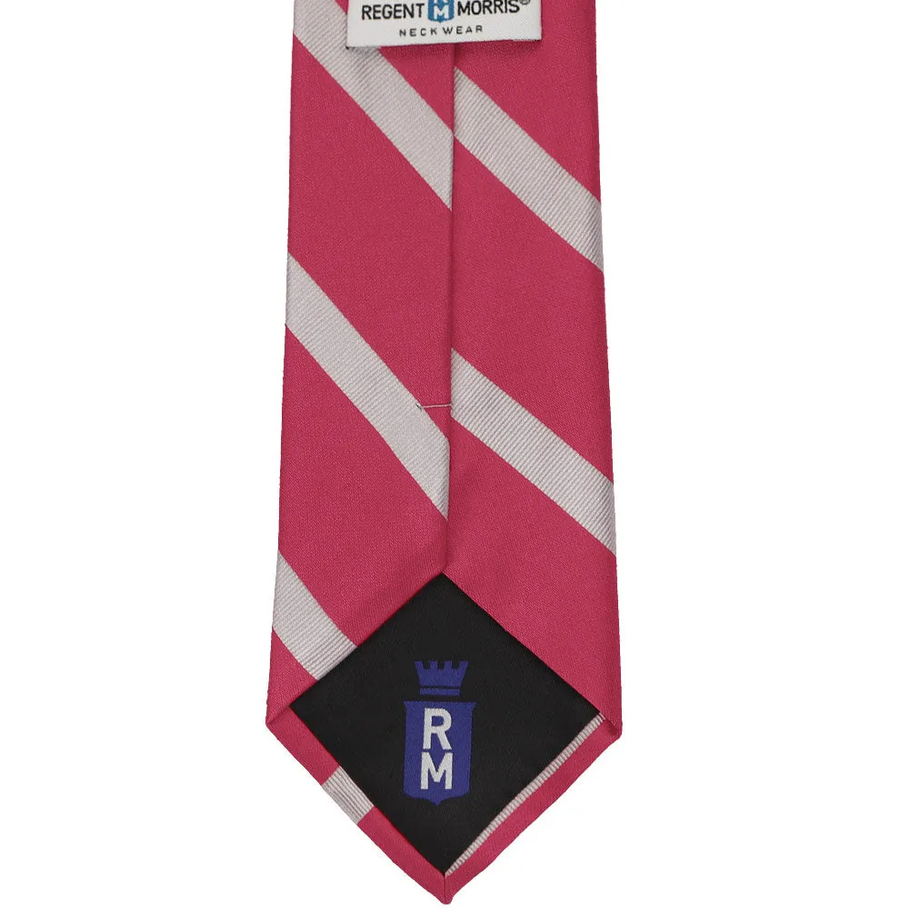 Ruby Red and Silver Striped Cotton/Silk Extra Long Necktie sold by TieMart product image thumbnail 3