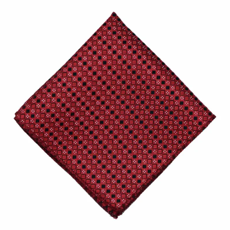 Crimson Red Marie Square Pattern Pocket Square sold by TieMart