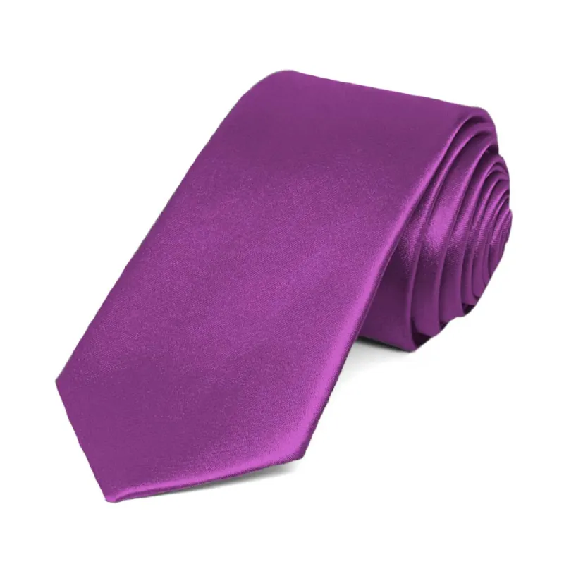 Dark Orchid Slim Solid Color Necktie, 2.5" Width sold by TieMart