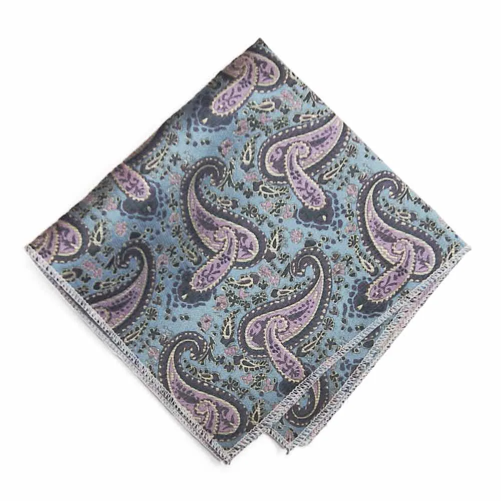 Steel Blue Spencer Paisley Pocket Square sold by TieMart