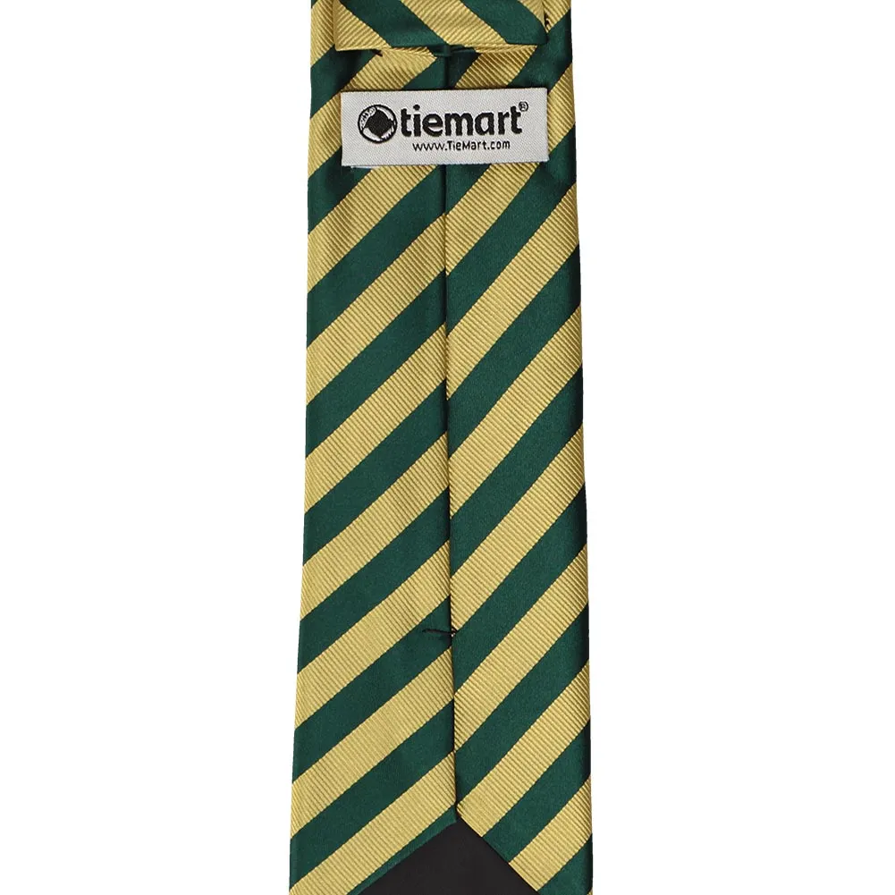 Hunter Green and Gold Formal Striped Tie sold by TieMart product image thumbnail 3