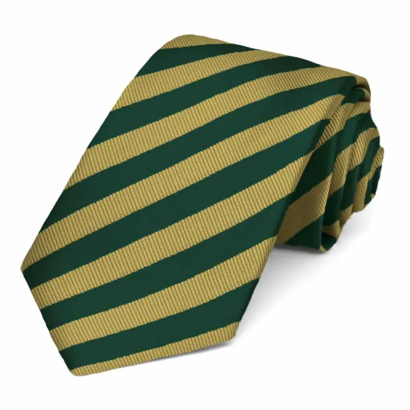 Hunter Green and Gold Formal Striped Tie sold by TieMart