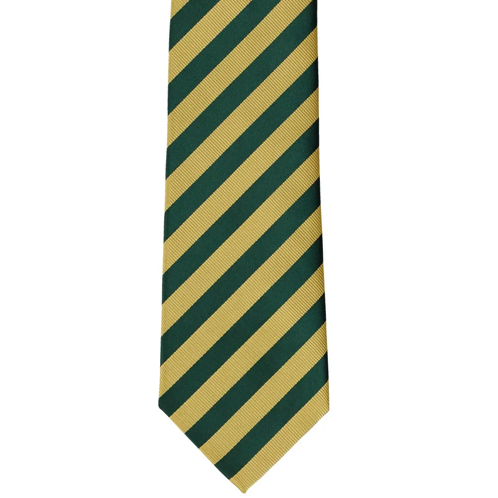 Hunter Green and Gold Formal Striped Tie sold by TieMart product image thumbnail 2