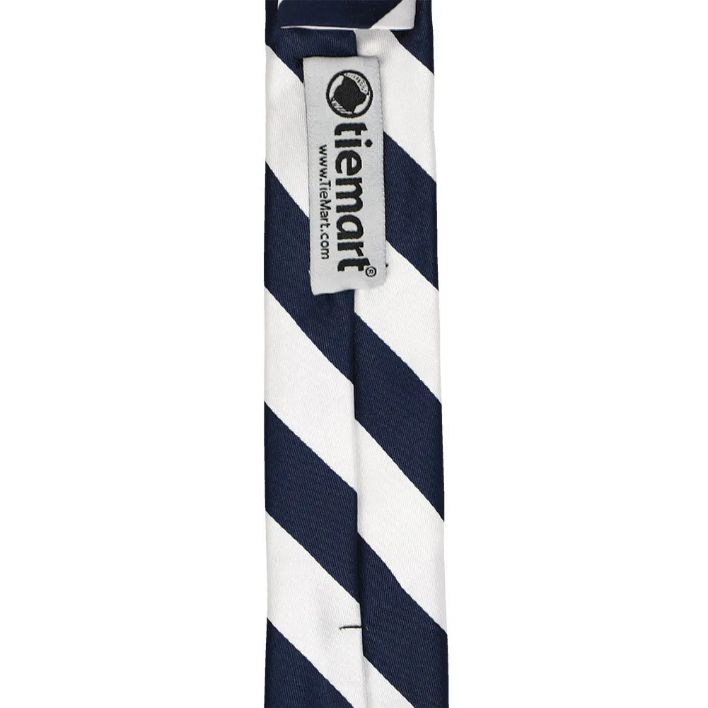 Navy Blue and White Striped Skinny Tie, 2" Width sold by TieMart product image thumbnail 3
