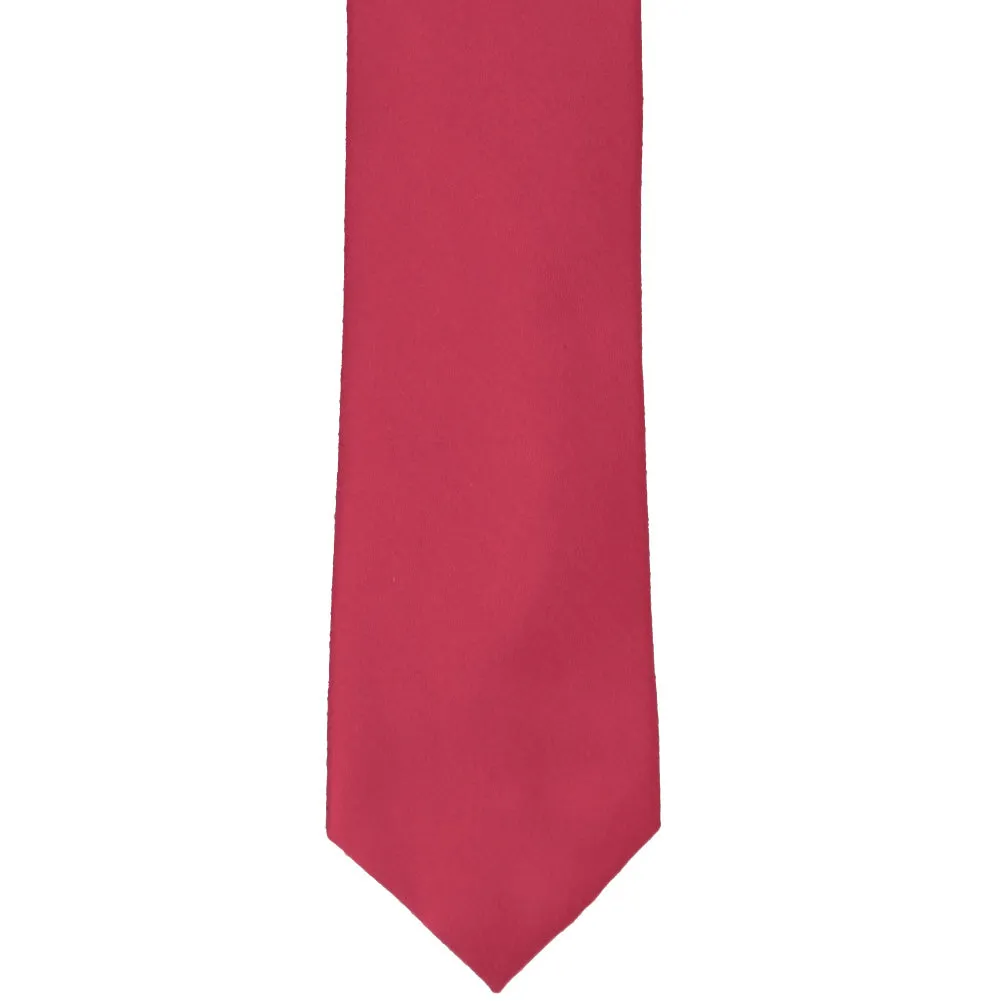 Red Cotton/Silk Narrow Necktie, 3" Width sold by TieMart product image thumbnail 2