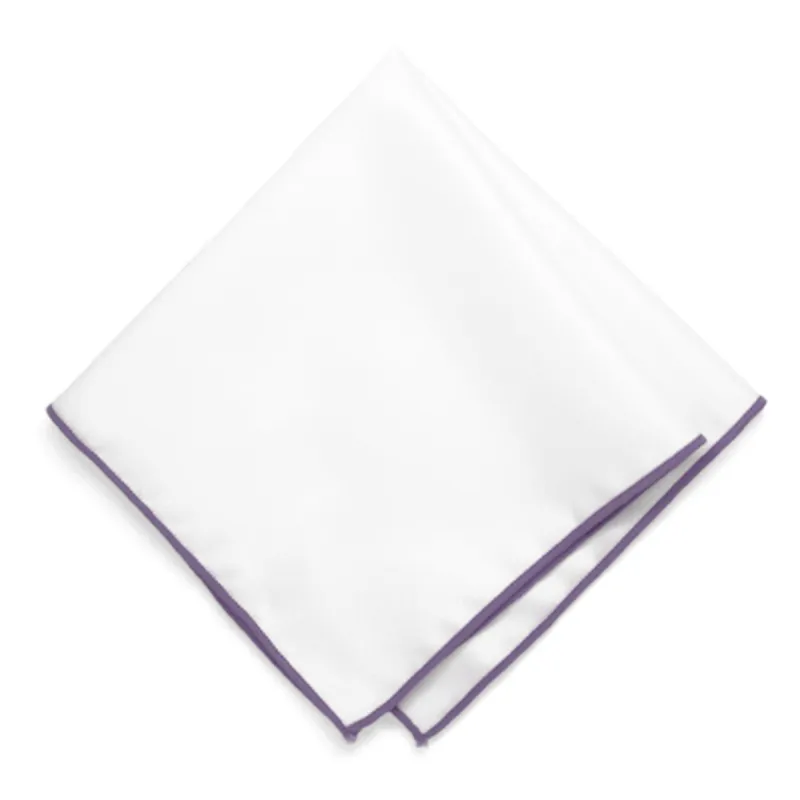 Victorian Lilac Tipped White Pocket Square sold by TieMart