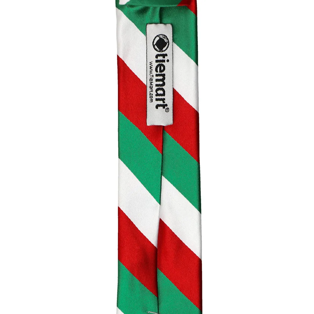 Kelly Green, White and Red Striped Skinny Tie, 2" Width sold by TieMart product image thumbnail 3