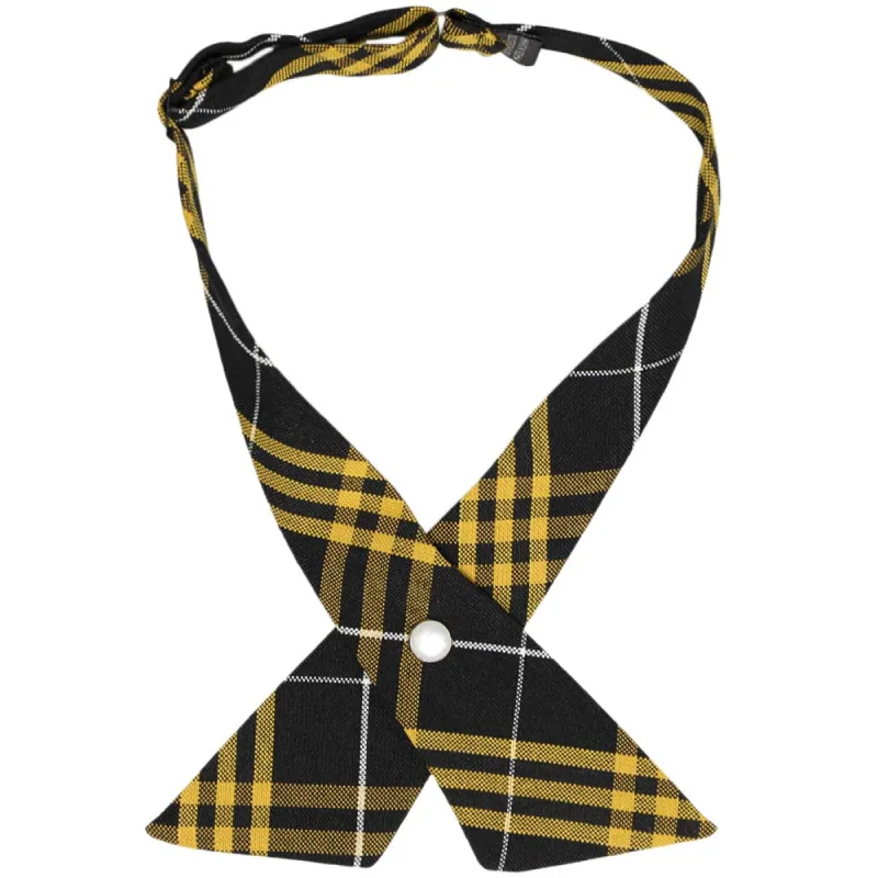 Black and Gold Plaid Crossover Tie sold by TieMart