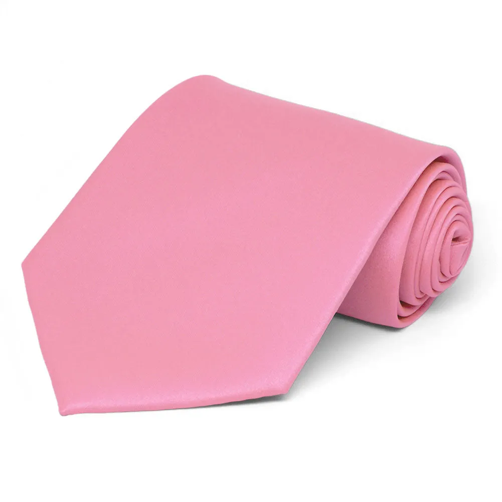 Bubblegum Pink Extra Long Solid Color Necktie sold by TieMart