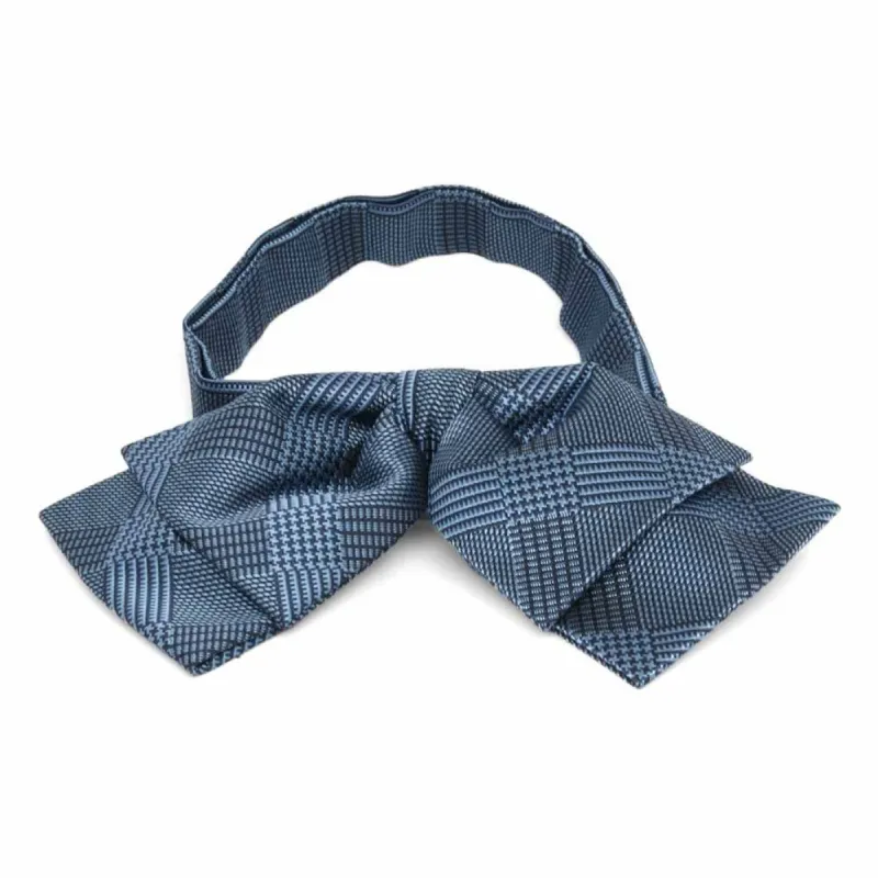 Dark Blue Michael Glen Plaid Floppy Bow Tie sold by TieMart