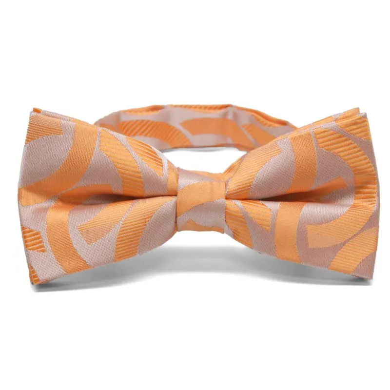 Bright Tangerine Kay Link Pattern Band Collar Bow Tie sold by TieMart