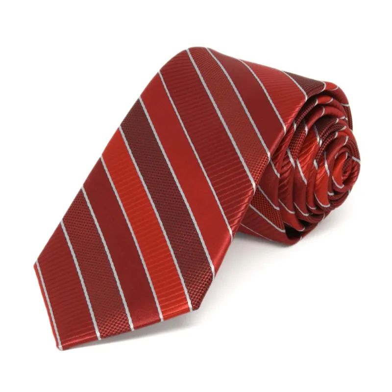 Red Douglas Striped Slim Necktie, 2.5" Width sold by TieMart