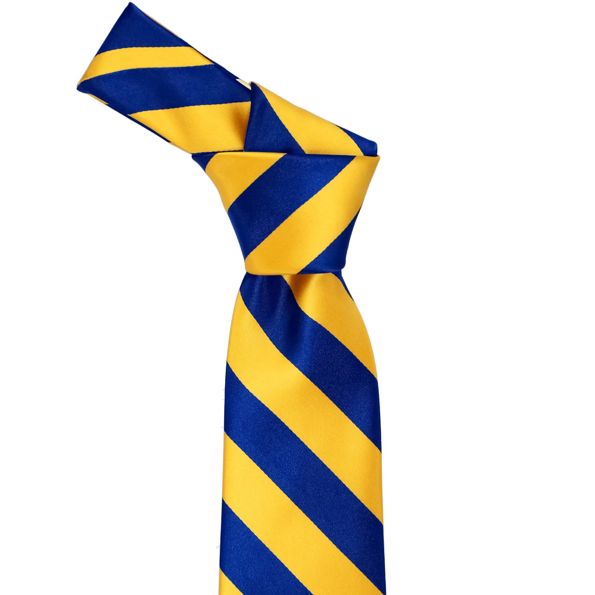 Royal Blue and Golden Yellow Striped Tie sold by TieMart product image thumbnail 2