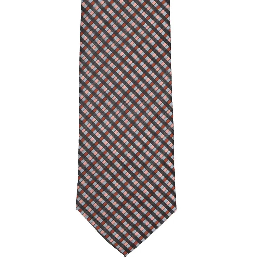 Terracotta George Plaid Necktie sold by TieMart product image thumbnail 3