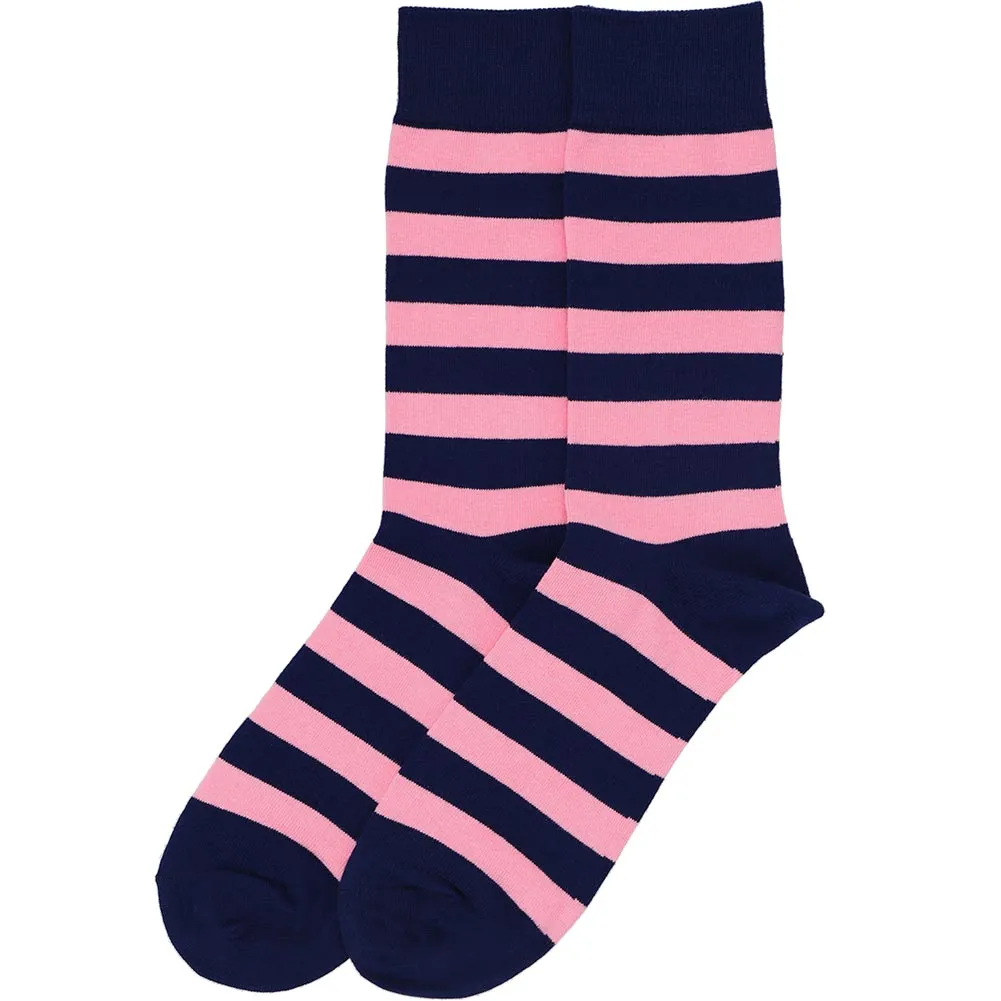 Men's Pink and Navy Blue Striped Socks sold by TieMart product image thumbnail 3