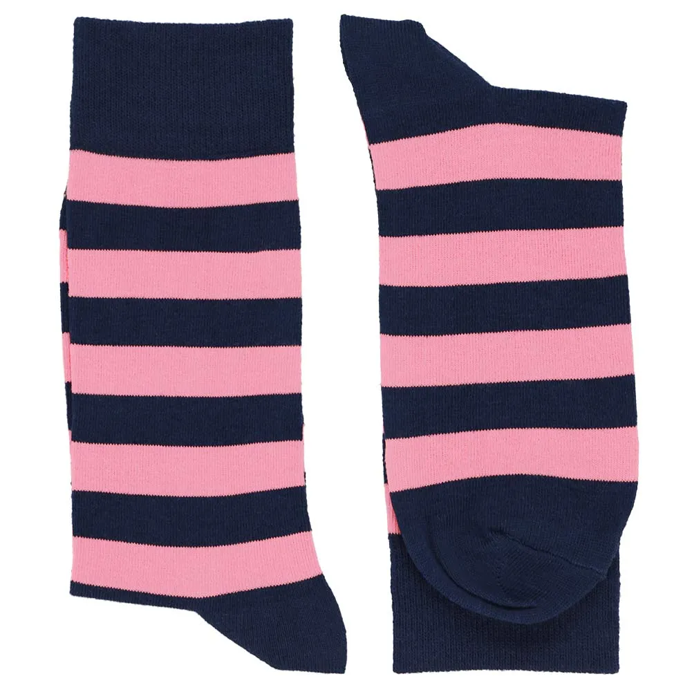 Men's Pink and Navy Blue Striped Socks sold by TieMart product image thumbnail 2