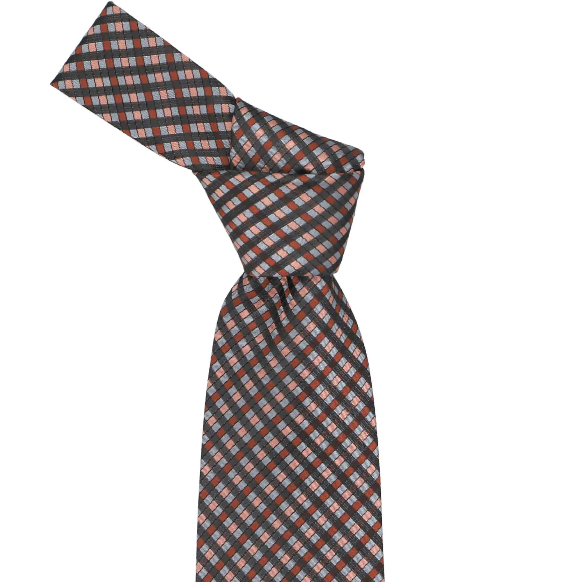 Terracotta George Plaid Necktie sold by TieMart product image thumbnail 2