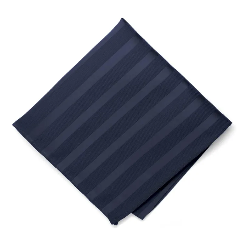 Navy Blue Elite Striped Pocket Square sold by TieMart
