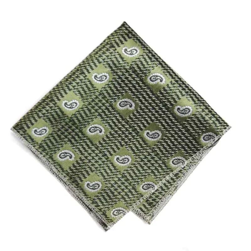 Sage Churchill Paisley Pocket Square sold by TieMart