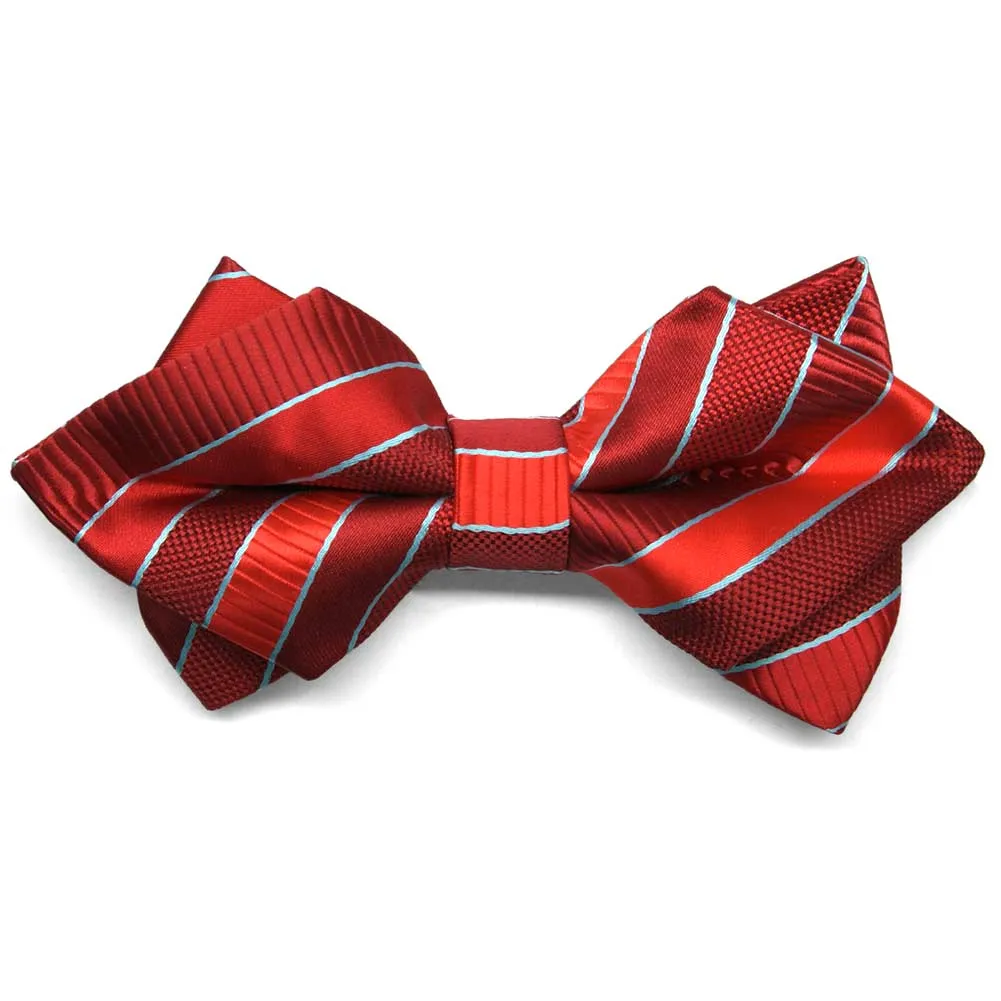 Red Douglas Striped Diamond Tip Bow Tie sold by TieMart