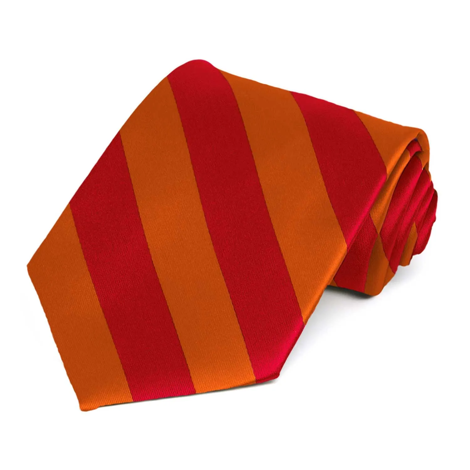 Red and Burnt Orange Striped Tie sold by TieMart