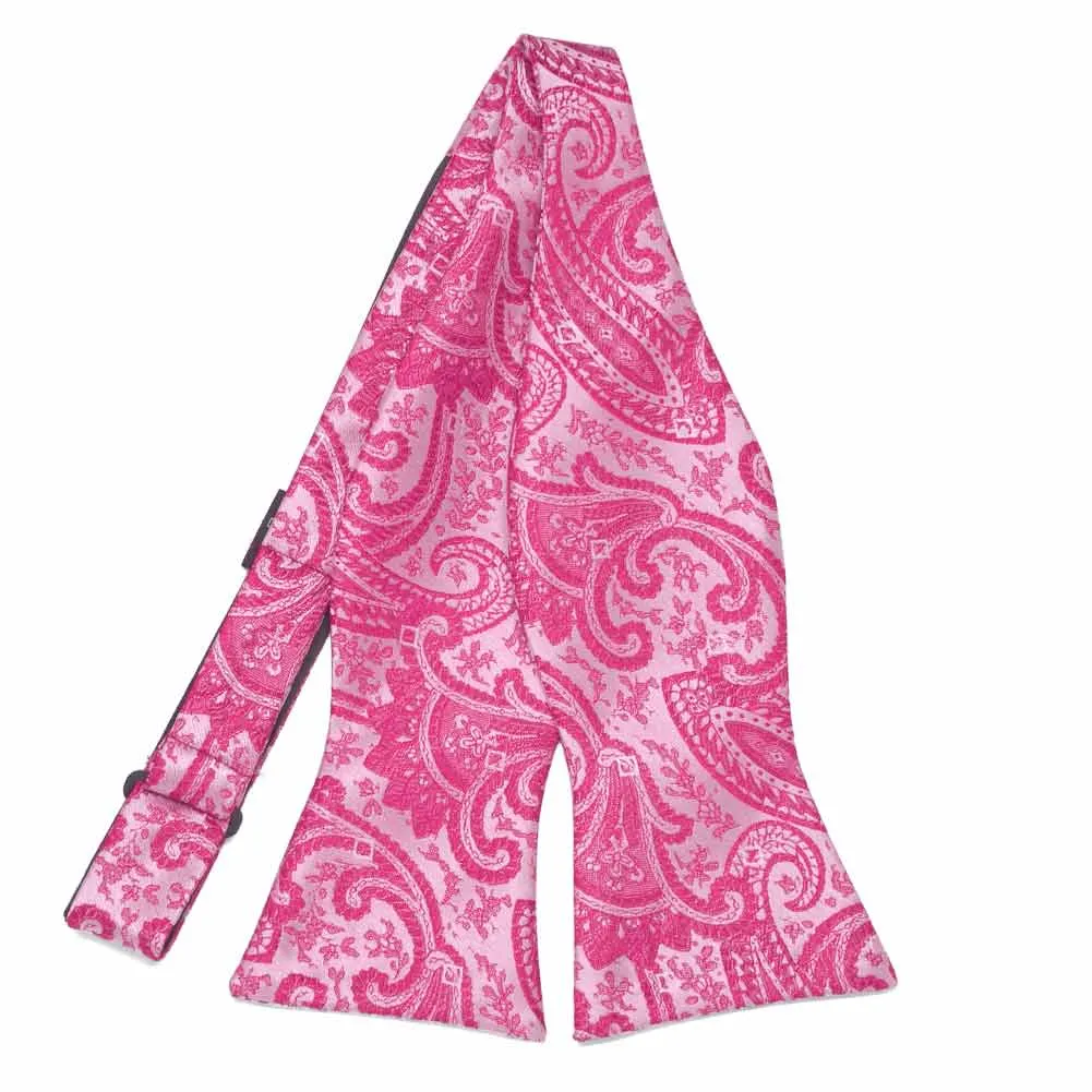 Bright Fuchsia Clara Paisley Self-Tie Bow Tie sold by TieMart