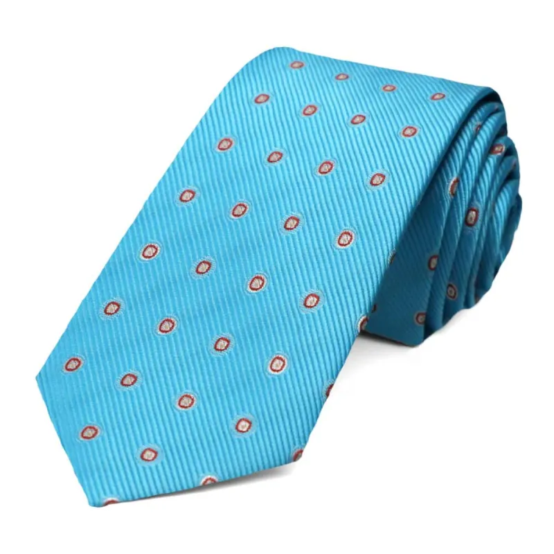 Turquoise Willoughby Dotted Slim Necktie sold by TieMart
