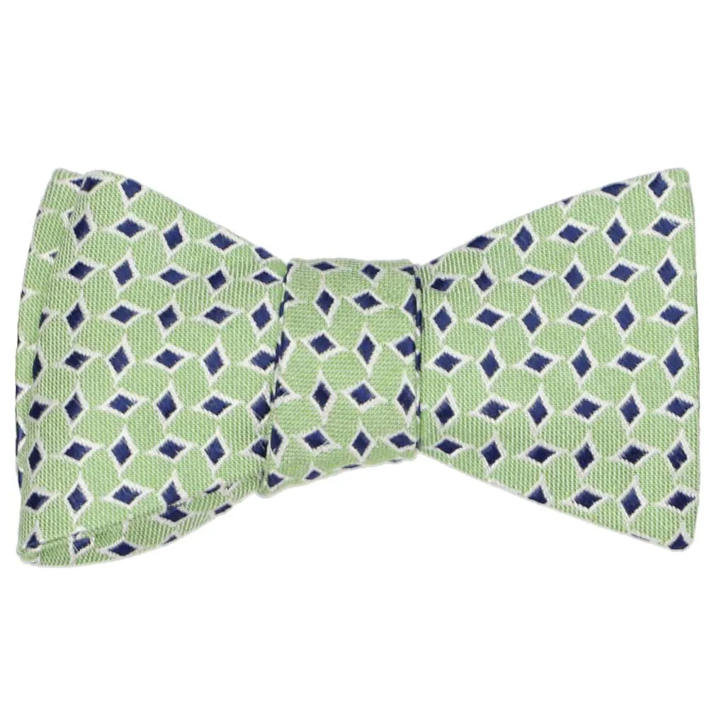Mint Green Emperor Diamond Linen/Silk Self-Tie Bow Tie sold by TieMart product image thumbnail 2