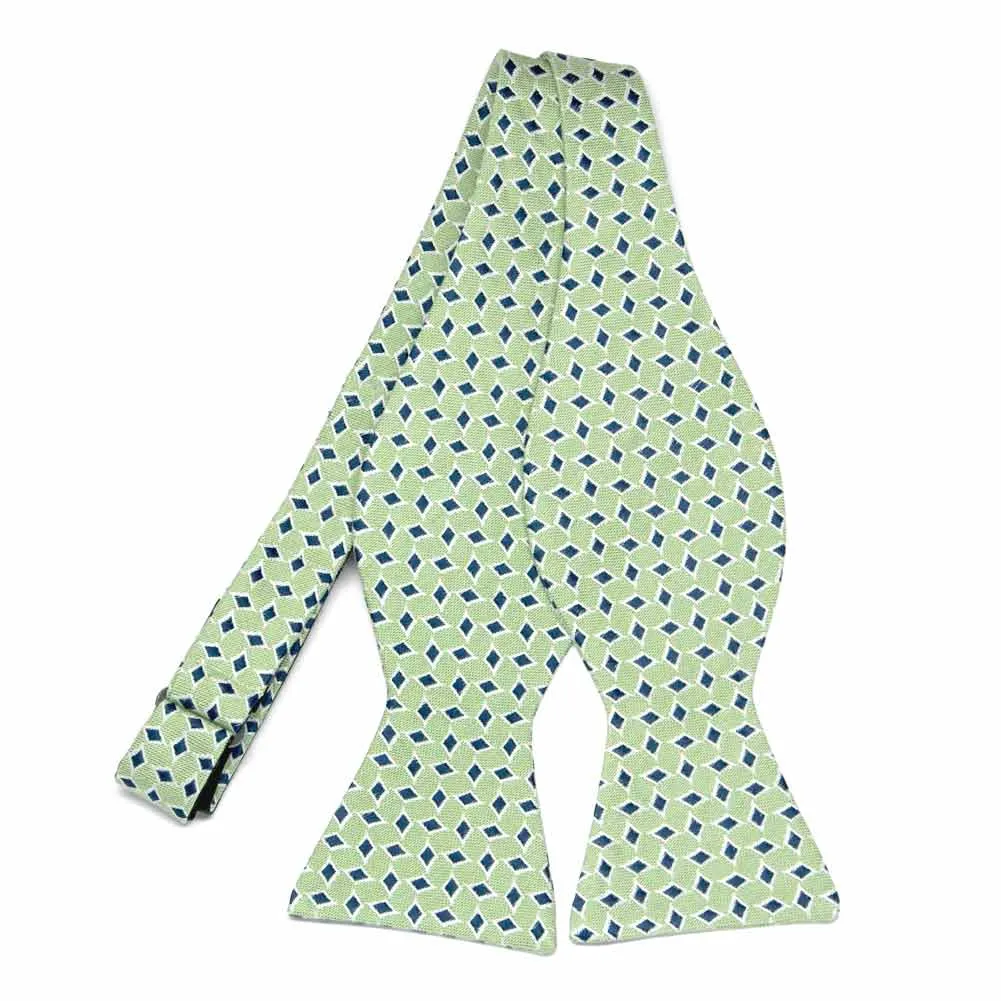 Mint Green Emperor Diamond Linen/Silk Self-Tie Bow Tie sold by TieMart