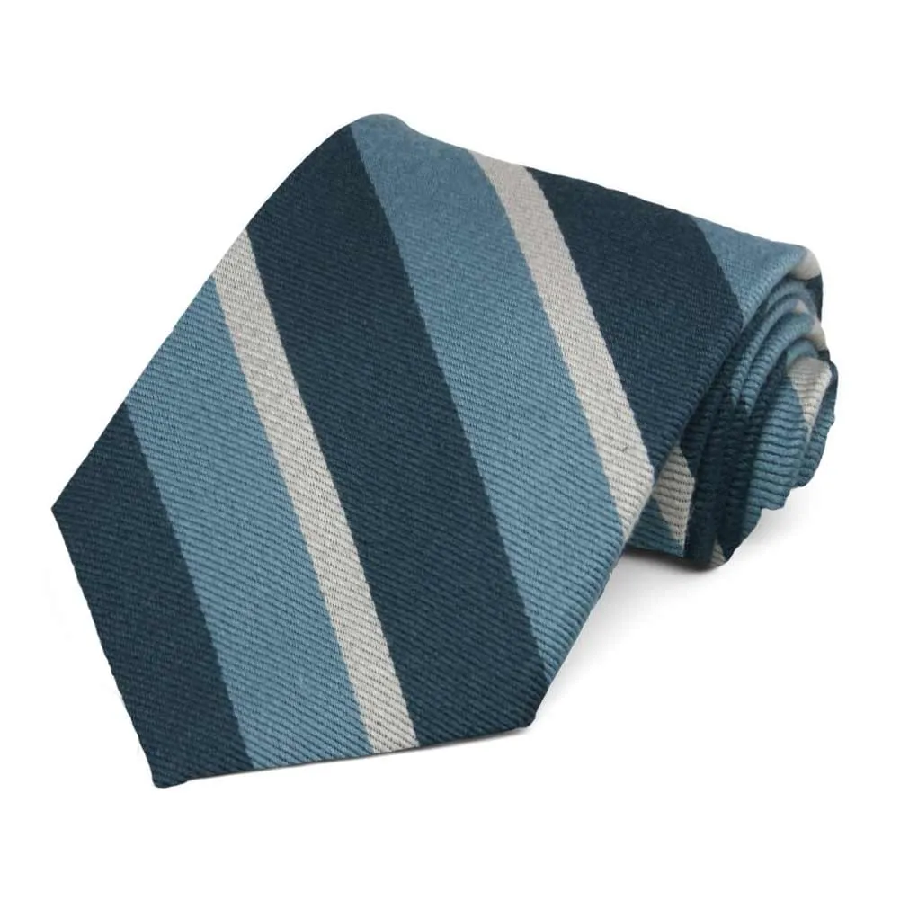Blue Teacher Striped Wool/Silk Necktie sold by TieMart