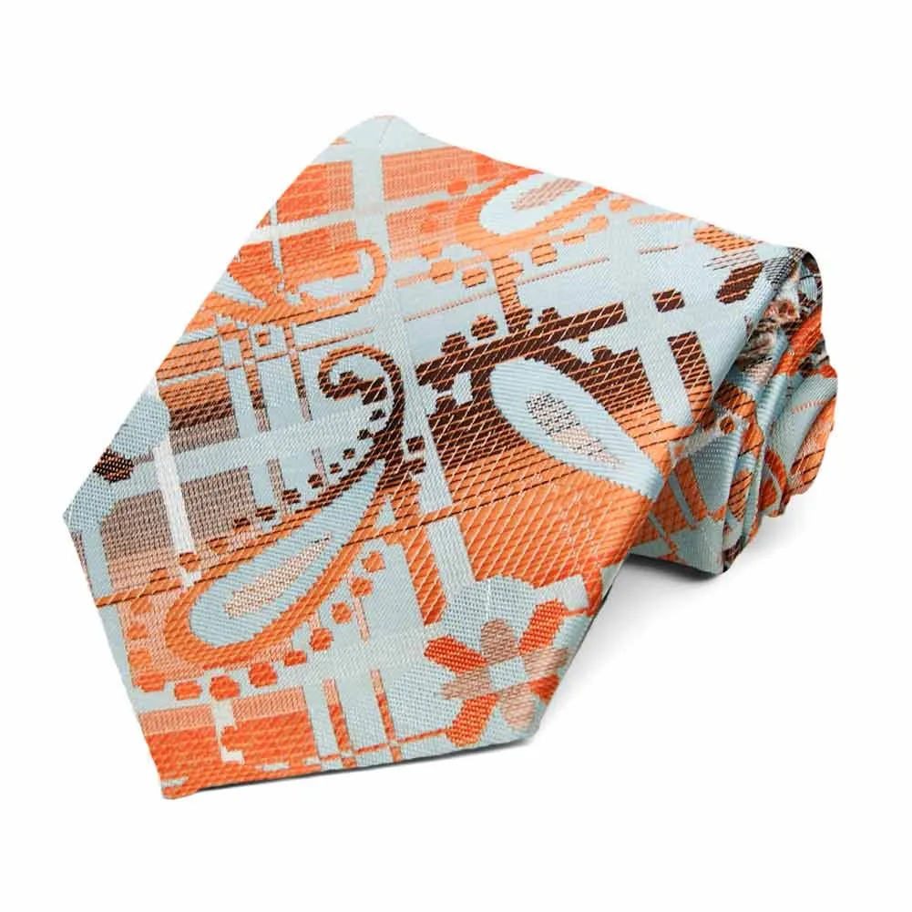 Orange Belmont Paisley Necktie sold by TieMart