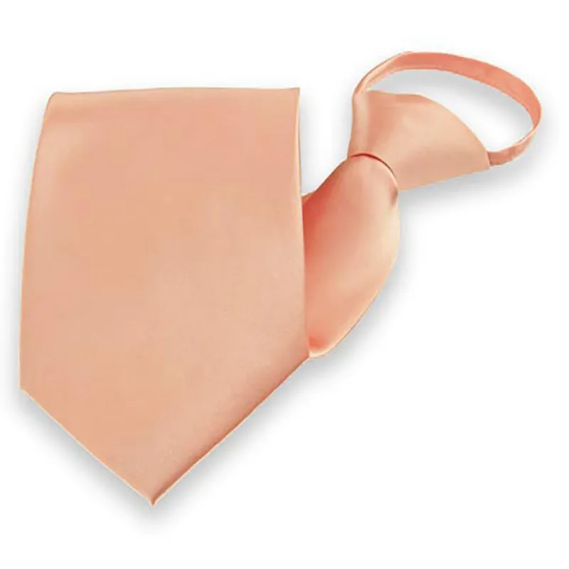 Flamingo Coral Solid Color Zipper Tie, 17" Length sold by TieMart