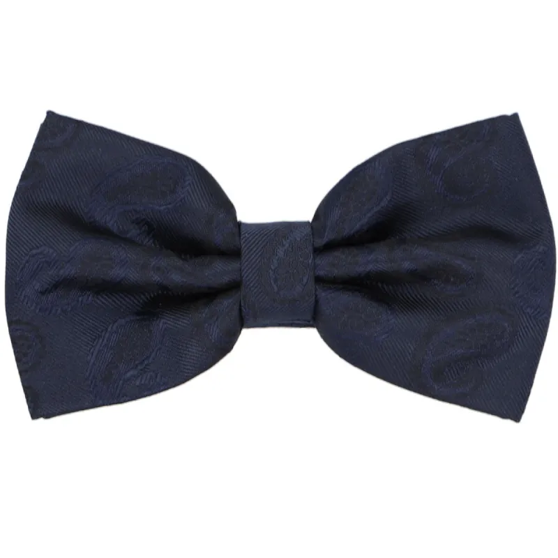 Navy Blue Elias Paisley Bow Tie sold by TieMart