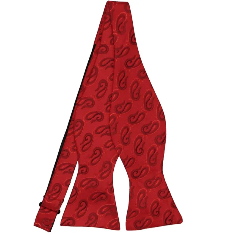 Red and Wine Etna Paisley Self-Tie Bow Tie sold by TieMart