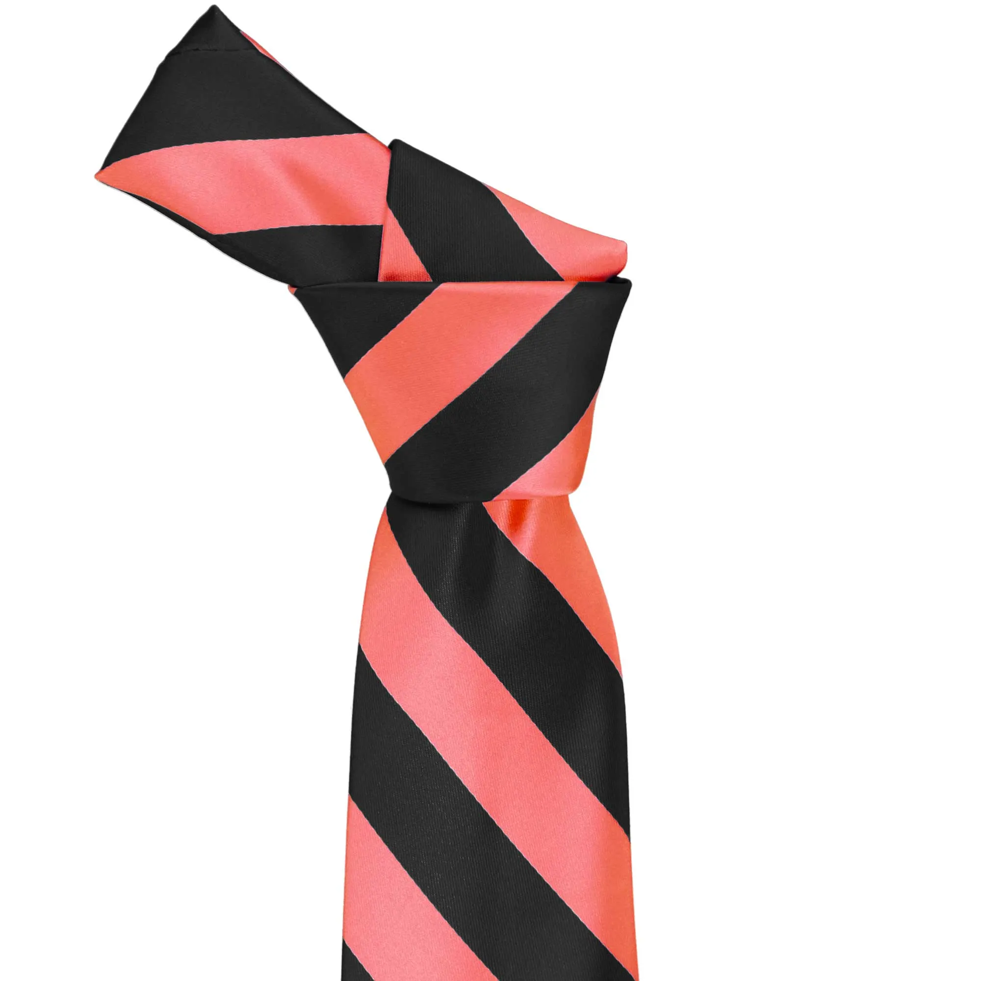 Bright Coral and Black Striped Tie sold by TieMart product image thumbnail 2